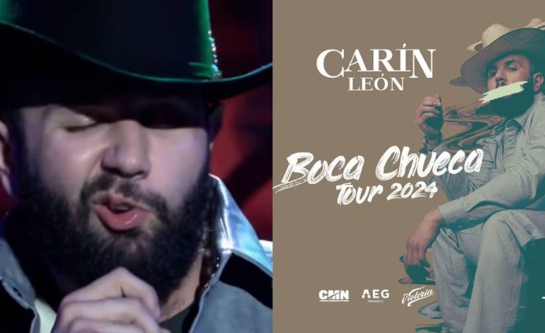 Carín León desata risas con el anuncio de su nueva gira, la cual lleva de nombre ‘Boca Chueca Tour’